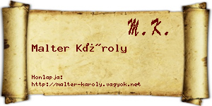 Malter Károly névjegykártya